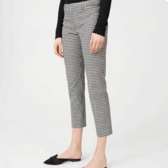 Club Monaco checker plaid pants, cropped ankle, black & white, size 6 - Picture 1 of 6
